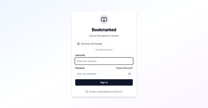 OnShelf Login Page